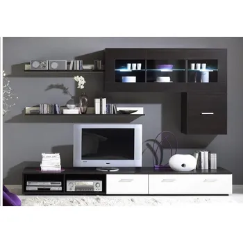 Obývací stěna ImportWorld Obývací stěna Sabina I, wenge/bílý lesk a wenge