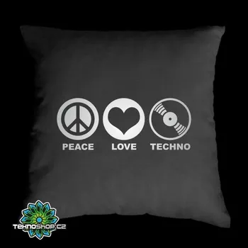 Dekorativní polštářek TEKNOSHOP PEACE LOVE TECHNO tekno polštářek s potiskem červený