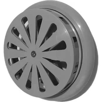 Větrací mřížka Větrací mřížka kulatá s manuální žaluzií a volitelným průměrem límce d100 až 150mm, šedá MIKAWI 14-0435