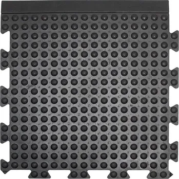 Venkovní dlažba Černá gumová protiúnavová dlažba (okraj) - délka 50 cm, šířka 50 cm, výška 1,35 cm