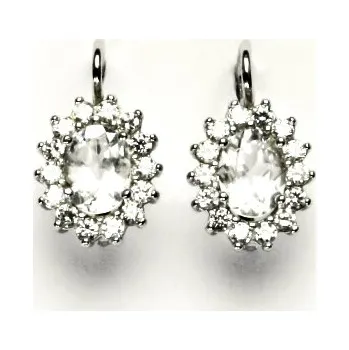 Náušnice Stříbrné náušnice Kate přírodní křišťál - NK1507 (Stříbrné náušnice s křišťálem 8 x 6 mm)