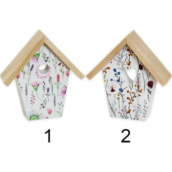 Velikonoční dekorace Dřevěná budka květinová - 9 cm