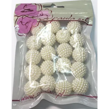 Korálek Korálky plast., 20 mm, OZDOBNÉ, hodně světle krémové, 1bal