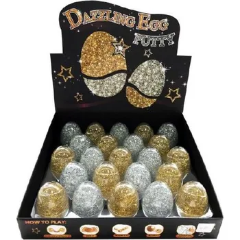 POP IT Teddies Sliz - hmota vejce třpytivé glitter 7cm asst 2 barvy