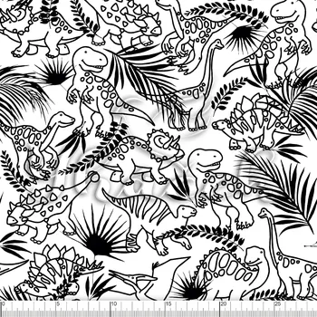Zakázkový tisk, softshell, kočárkovina... Dinosauři černobílí Látky k tisku: Lycra
