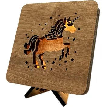 Lampička Li-Go "Jednorožec" lampa 19x19cm provedení povrchu: dub