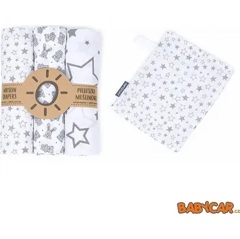 látková plena MAMO TATO mušelínové plenky 3ks + žínka Hvězdy/Zajíčci/Hvězdičky