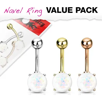 Piercing Piercing do pupíku z chirurgické oceli s opálem