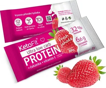 Keto dieta KetoFit Ultra low carb 14x 60 g Fresh jahoda