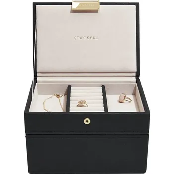 Šperkovnice Stackers, Krabička na šperky Stackers dvojitá mini černá samet - Formadore