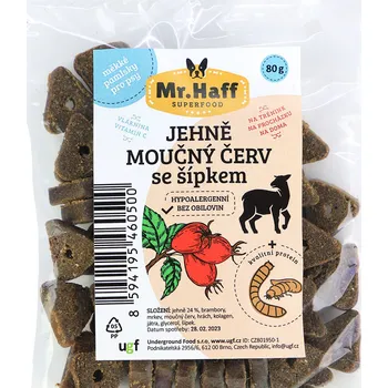 Pamlsek pro psa Mr. Haff Jehně Moučný Červ se šípkem 80 g