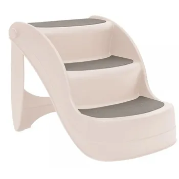 Schody a rampa pro psa Skládací 3stupňové schůdky pro psy 50 x 38 x 38 cm krémové