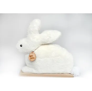 Party dekorace Dekorační zajíc z vlny Hugo, ležící, 28 x 30 cm