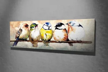 Obraz Hanah Home Dřevěný obraz 80 x 30 cm Ptáčci