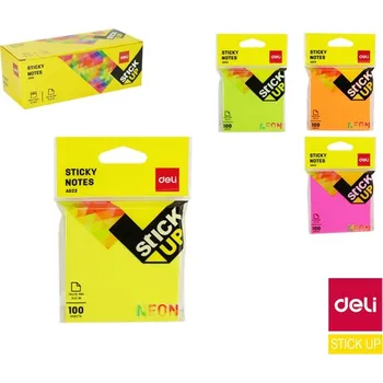 Kancelářské potřeby Bloček Deli samolepící Stick up 76 x 76mm, neon mix EA02302