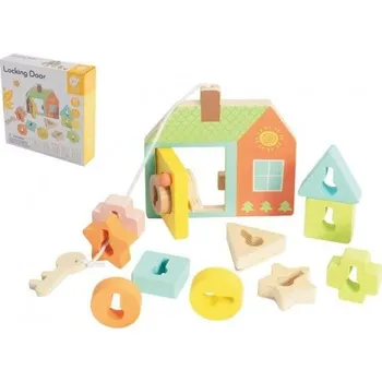Dřevěná hračka Teddies Skládanka/vkládačka Dveřní zámky dřevo 11ks v krabičce 20x20x5cm 18m+