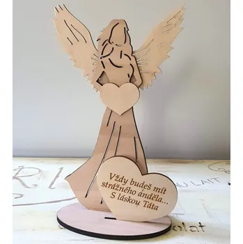 Vánoční dekorace Anděl s citátem Vždy budeš mít strážného anděla Táta - Srdíčko