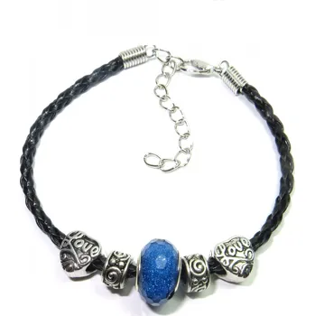 Korálek Náramek s korálky Modrá laguna - TOPBEADS 19-21 cm