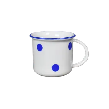 Porcelánový hrníček modré puntíky s modrou linkou na espresso - 100 ml