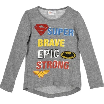 Dívčí tričko Super Hero Girls- Šedé dívčí tričko s dlouhým rukávem Velikost: 116