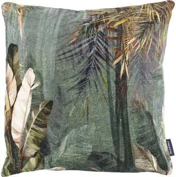 Dekorativní polštářek Modrý sametový polštář s motivem džungle - 45*45*10cm