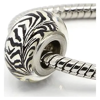 Korálek Korálek 32 ANY černobílý web skleněný - TOPBEADS