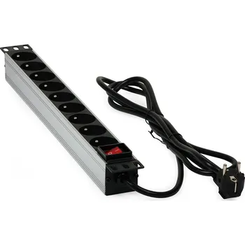 Rozvaděč Rozvodný panel 9 zásuvek do 19" racku, 1U, 230V AC