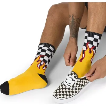 Pánské oblečení ponožky Vans Flame Check Crew - Black Tie Dye 38.5-42