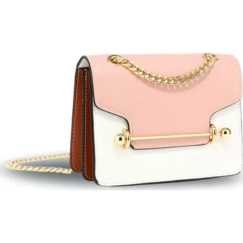 Kabelka Růžová bílá hnědá crossbody kabelka