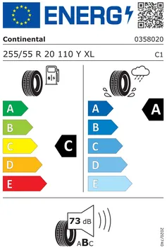 energetický štítek letní osobní pneumatiky Continental PremiumContact 6 255/55 R20 110 Y XL FR