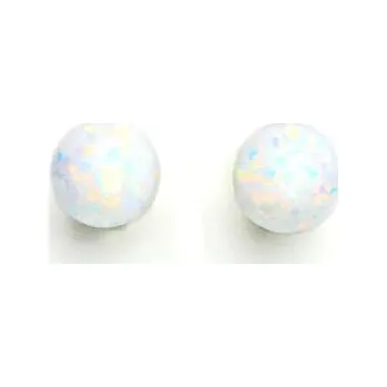 Náušnice Stříbrné náušnice, bílý syntetický opál 8 mm, NŠ 1356