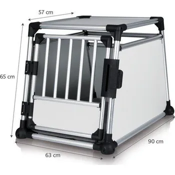 přepravka pro zvíře Transportní klec - hliníkový rám, pevné panely 63x65x90 cm