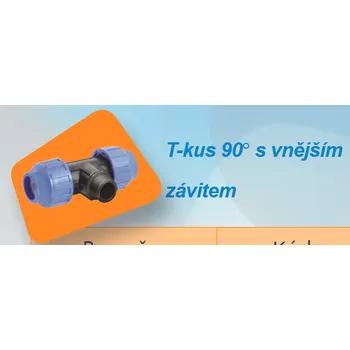 Fitinka PE T-kus mechanický, vnější závit 50 x 6/4" x 50