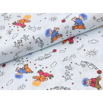 Mirtex Látka FLANEL 150/12514-1 Dětský vzor Rozcuchánek šíře 150cm Velkoobchod Ceník: VELKOOBCHOD: po celých rolích, bez odvíjení