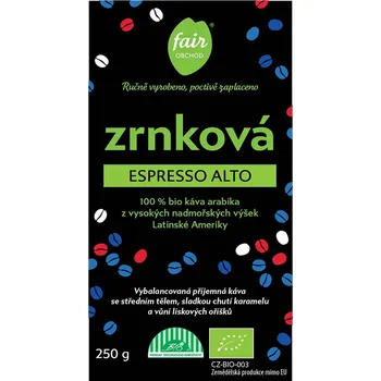 Káva Fairobchod Bio zrnková káva Espresso Alto, 250 g