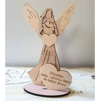 Vánoční dekorace Anděl s citátem Přináším lásku - Srdíčko