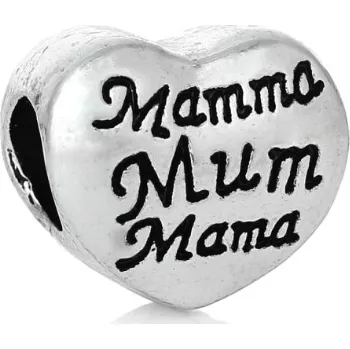 Korálek Korálek kovový Srdce Máma maminka srdíčko - TOPBEADS