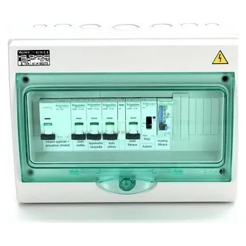 Automatické ovládání pro filtraci - F1S s pevným přívodem a připojením tepelného čerpadla, solinátoru a světla