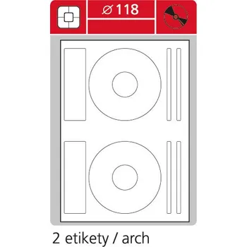 Speciální papír Coveris - etikety A4 lux, průměr 118 mm na CD/DVD, 100 archů