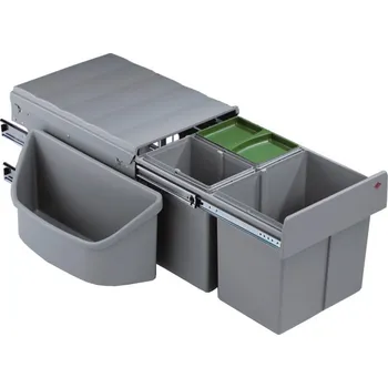 Odpadkový koš Corner Boy 3, Odpadkový koš pro rohové skříňky, alu šedá