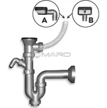 Novaservis Sifon dřezový s nerezovou mřížkou 70 mm s přepadem a přípojkou, odpad 40 mm, NSP49