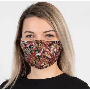 Šátek Černá rouška s barevnými ornamenty - 13*26 cm