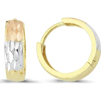 Náušnice Lillian Vassago Zdobené kroužky s gravírováním v kombinaci žluté, bílé a růžové zlato 1,2 cm LLV66-GER129