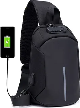 Městský batoh Lifestyle Pánský batoh přes hruď USB Sling černý