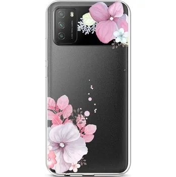 Pouzdro na mobilní telefon Kryt Xiaomi Poco M3 silikon Violet Blossom (obal neboli pouzdro na Xiaomi Poco M3)