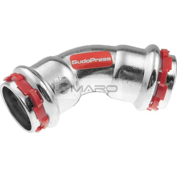 Instalatérský materiál KAN-therm Steel Koleno z uhlíkové oceli lisovací 45° pro topení, profil "V", A/A 22 mm, 1562303002