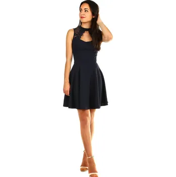 Dámské šaty Glara Společenské šaty s krajkou do tanečních 402325 tmavě modrá one size