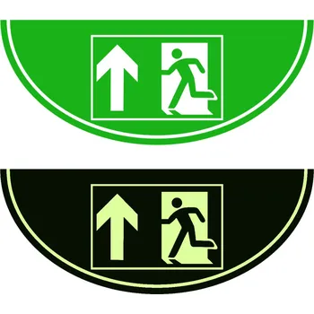 Kancelář Podlahová značka výseč – Únikový východ nahoru, zelená/fotoluminiscenční