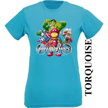 Pánské tričko divci damske tricko avengers Barva: Turquoise - tyrkysová, Výstřih: Kulatý výstřih kolem krku, EU dámská velikost: eu 32/34 (dívčí prodloužená 116) viz tabulka velikostí