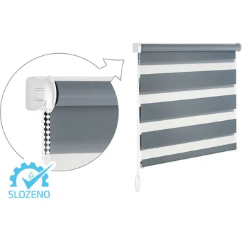 Roleta ZEBRA-SHOP Roleta DEN A NOC / KOMPLET / CHIC / OCELOVĚ ŠEDÁ / DN 6011 Výška: 150, Šířka: 34, Strana ovládání: vpravo